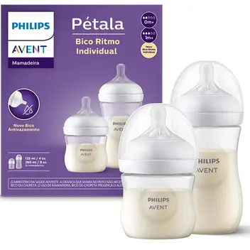 Duplo Pack Mamadeira Petala Transparente  125ml + 260ml - Avent