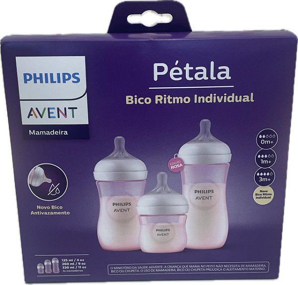 Triplo Pack Mamadeira Petala Rosa 125ml + 260ml + 330ml - Avent