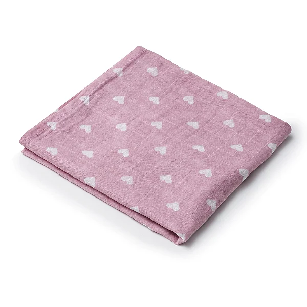 Manta Fresquinha Corações Rosa