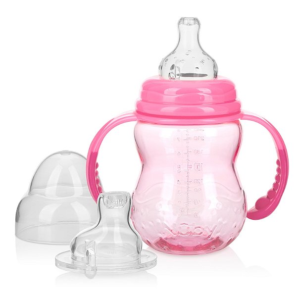 Copo de Transição 3 em 1 Tritan com 2 Bicos de Silicone Rosa - Nuby