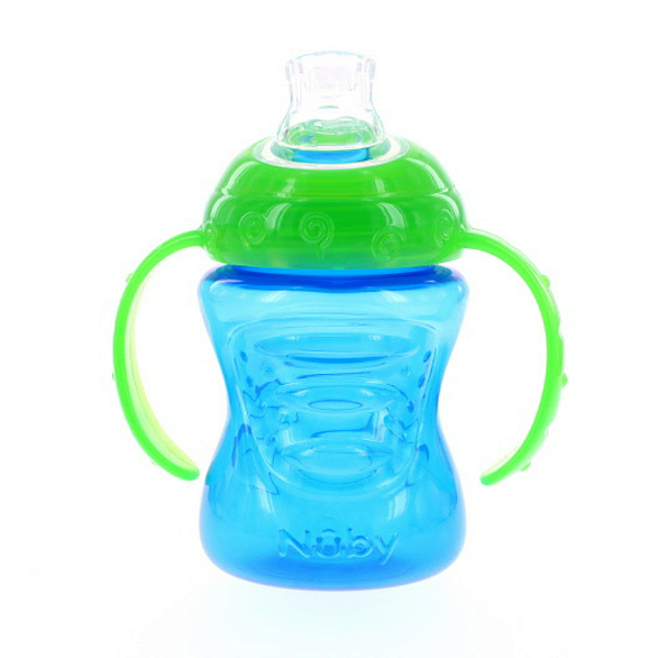 Copo com Alça e Super Bico de Silicone 240ml Azul - Nuby