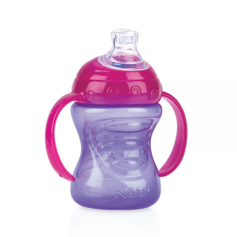Copo com Alça e Super Bico de Silicone 240ml Lilás - Nuby