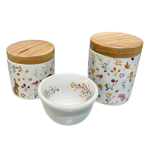 Kit de Higiene 3 Peças Ameise Afeto Branco com Dourado - Modali