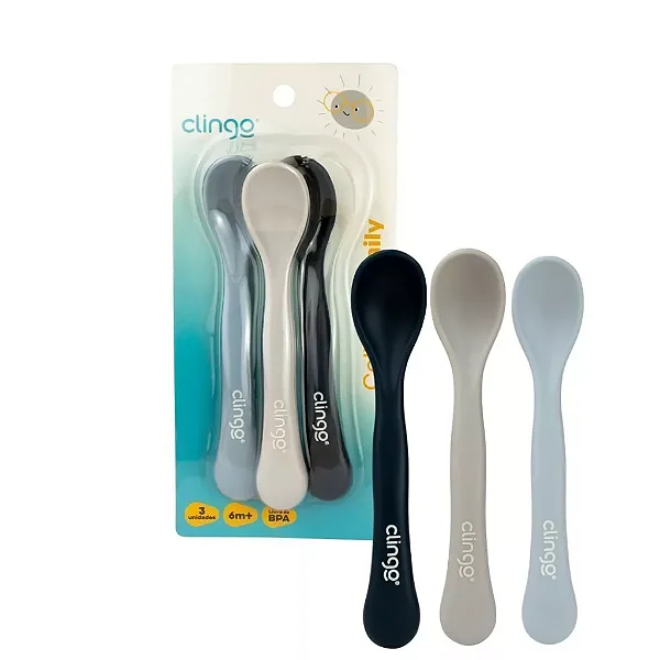 Colher Colors Cinza, Azul e Azul Marinho (3 uni) - Clingo