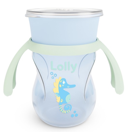 Copo Oceano  Com Alça 250ml  Azul- Lolly Kinddy