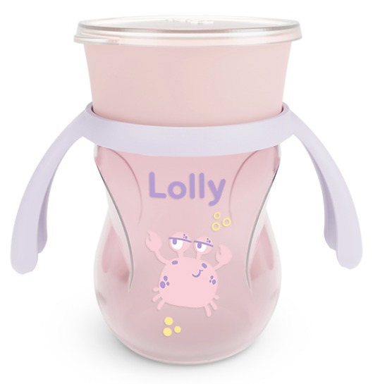 Copo Oceano Com Alça 250ml  Rosa - Lolly Kinddy