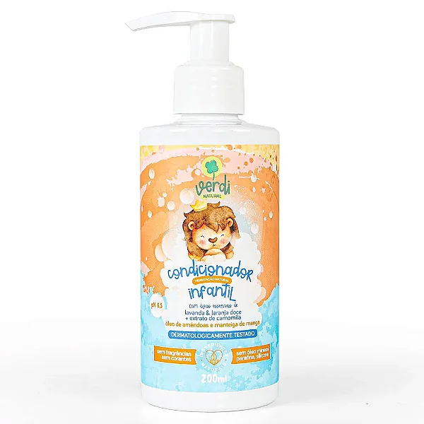 Condicionador Infantil 100% Natural com Óleos essenciais de Lavanda e Laranja e extrato de Camomila - Verdi