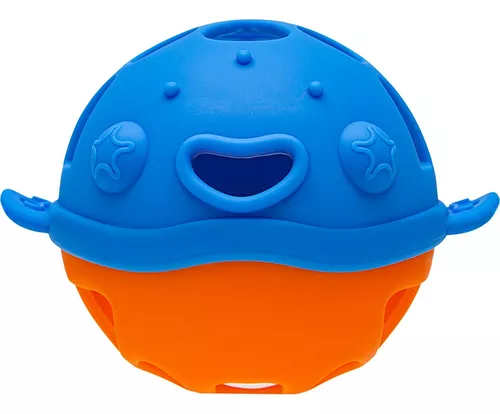 Mordedor Baleia Em Silicone Azul e Laranja- Buba