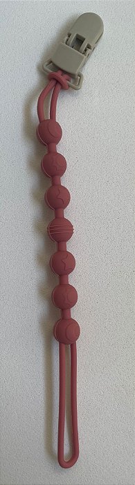 Prendedor de Chupeta em Silicone Rosa Antigo