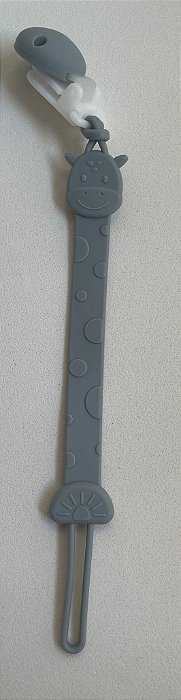 Prendedor de Chupeta em Silicone Girafa Azul