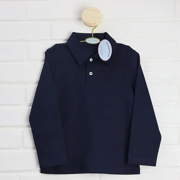 Camiseta Gola Menino Pima - Azul Marinho