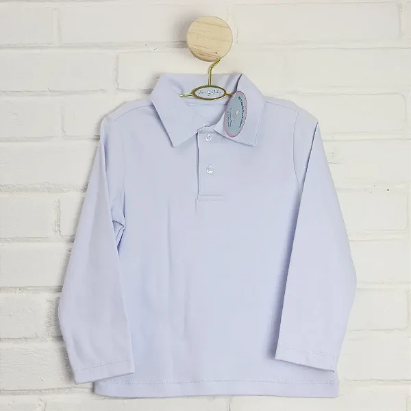 Camiseta De Gola Pima - Azul Bebe
