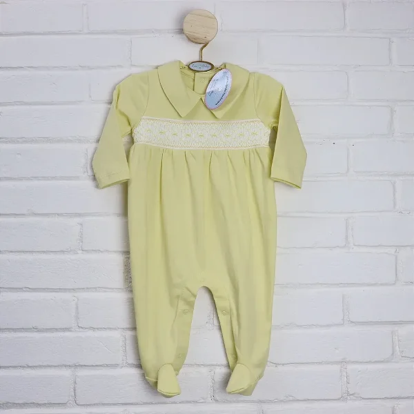 Macacão Smock Bordado Amarelo