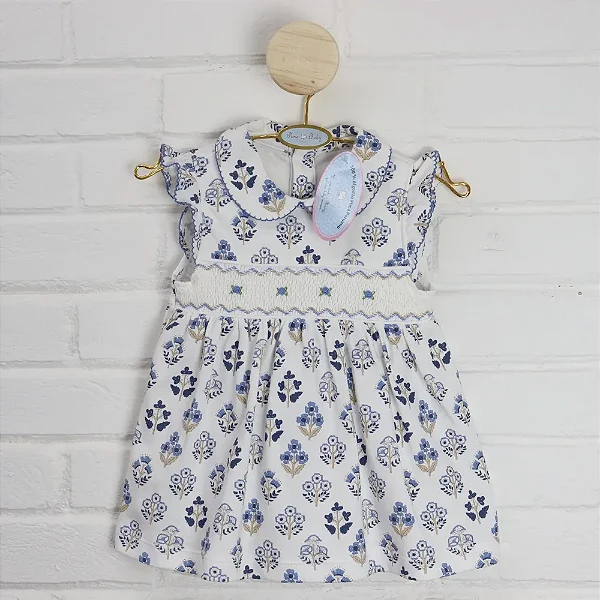 Vestido Smock Flor Azul