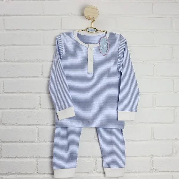 Pijama Blusa e Calça - Listrado Azul Fino