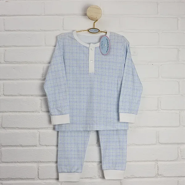 Pijama Blusa e Calça - Xadrez Verde e Azul