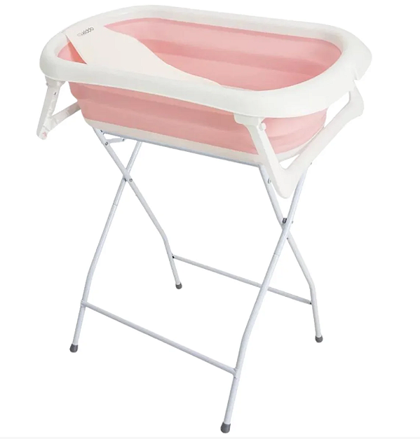 Banheira Dobrável Flex Com Suporte Rosa - Kiddo