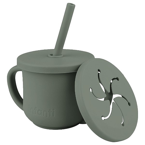 Copo Silicone Canudo/ Snack Verde - Infanti