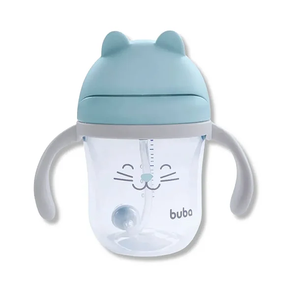 Copo Canudo com Dispositivo Gatinho Azul - Buba
