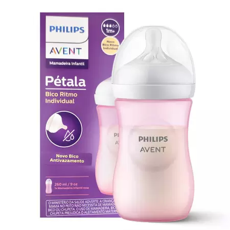 Mamadeira Pétala 3.0 Rosa 260ml - Avent
