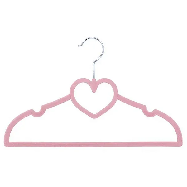 Cabide Infantil Veludo Coração Rosa 5 unidade - Clingo