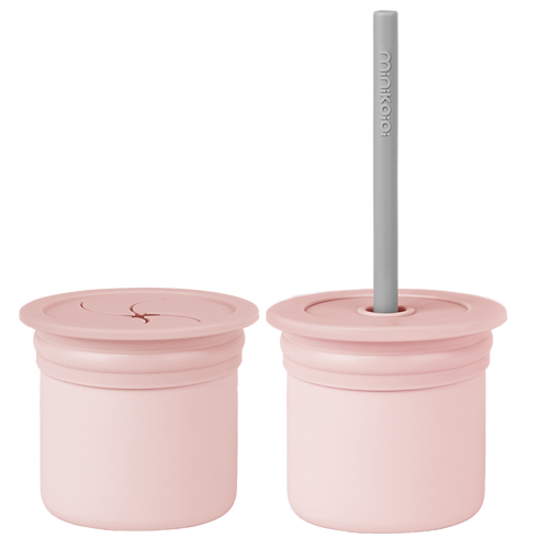 Conjunto Copo com Tampas e Canudo Pink e Cinza - Minikoioi