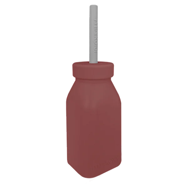 Garrafa com Canudo Rose e Cinza - Minikoioi
