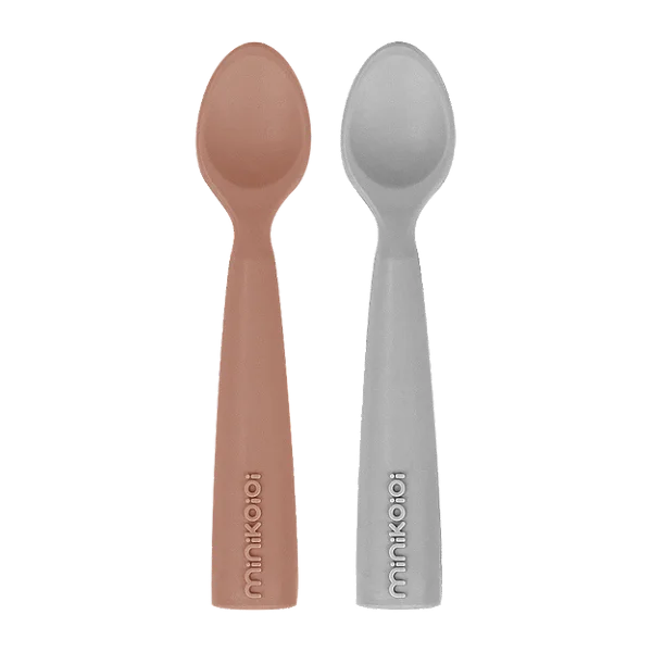 Colheres em Silicone Scooper Woody Brown/Powder Grey - Minikoioi