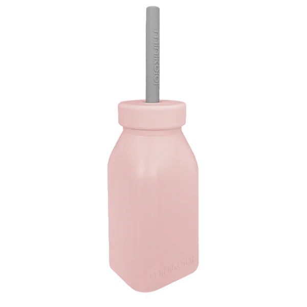 Garrafa com Canudo Rosa e Cinza - Minikoioi