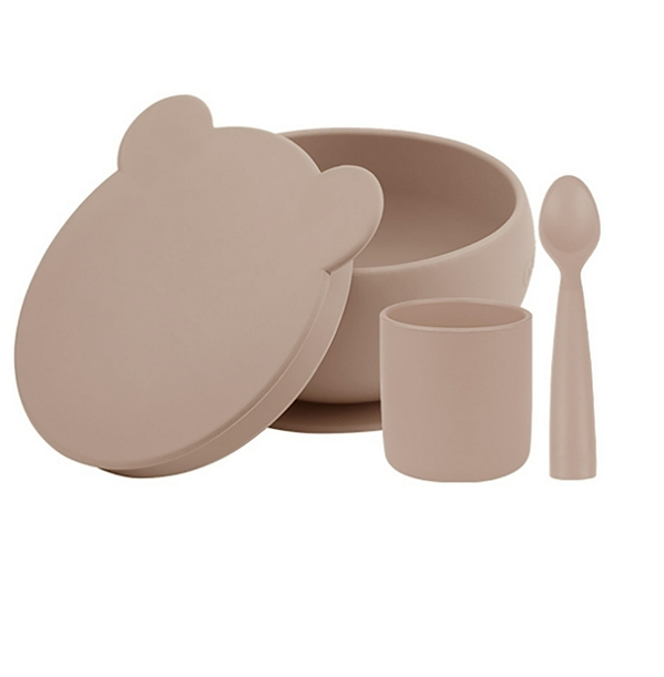 Conjunto de Alimentação em Silicone BLW Set I Bubble Beige - Minikoioi