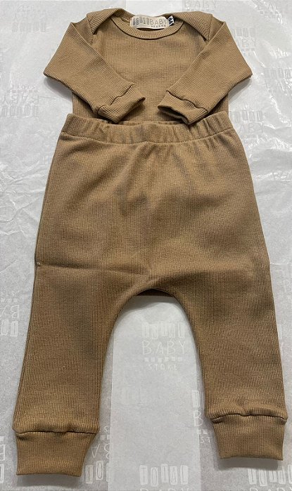 Conjunto Canelado Body E Calça Caramelo