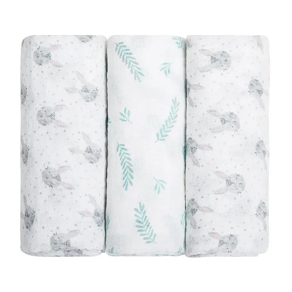Cueiro Swaddle Soft Estampado 100cm x 80cm (3un) Coelhinho - Papi
