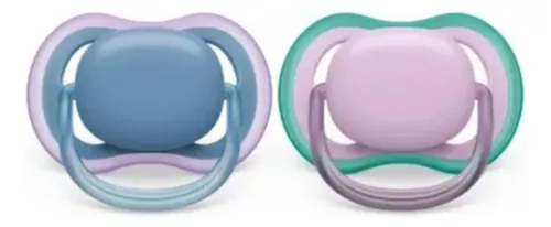 Chupeta Ultra Air Dupla Lisa Azul E Rosa 6-18 meses - Avent