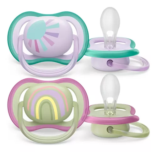 Chupeta Ultra Air Dupla Decorada Rosa E Verde 0-6 meses - Avent