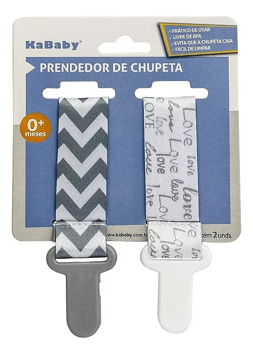 Prendedor de Chupeta Cinza - Kababy