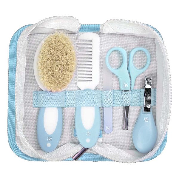 Kit Higiene c/ Cerdas Naturais 5 peças - Azul