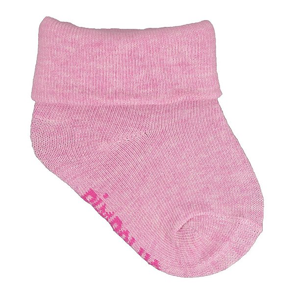 Meia Lisa 00-15 Feminino Rosa com Vira - Pimpolho
