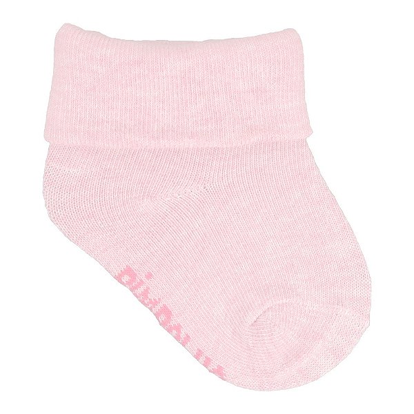 Meia Lisa 00-15 Feminino Rosa Claro com Vira - Pimpolho