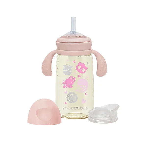 Copo Treinamento de Transição com Bico em Silicone Rosa 300ml - Marcus & Marcus