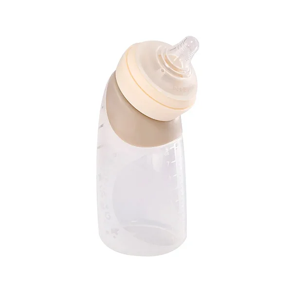 Mamadeira Angulada em Silicone Creme 240ml - Bébémarc