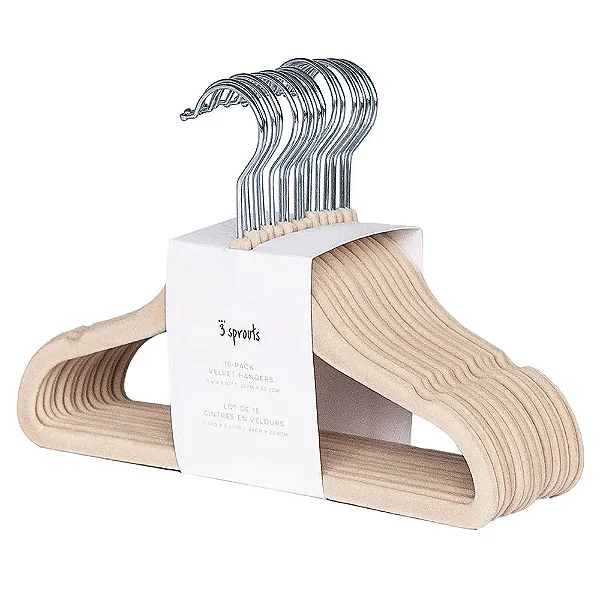 Set de Cabide Veludo Nude (15 uni) - 3 Sprouts