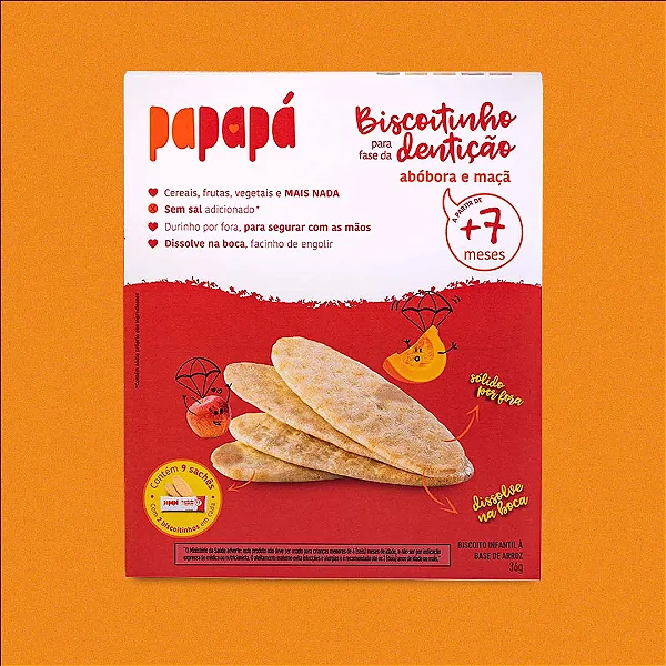 Biscoitinho Para Fase da Dentição Maçã e Abóbora 36g - Papapá