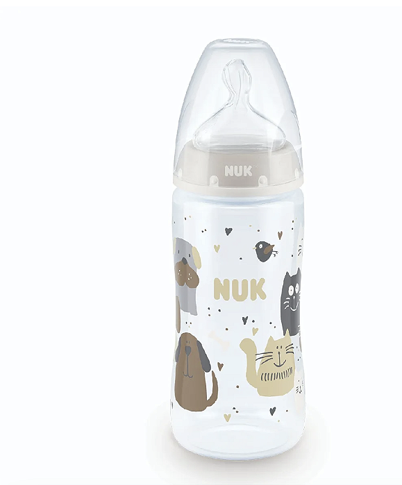 Mamadeira Anticólica Controle Temperatura Cats&Dogs 300ml NUK