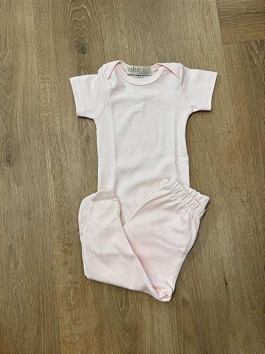 Conjunto de Pima Body Manga Curta e Calça Rosa