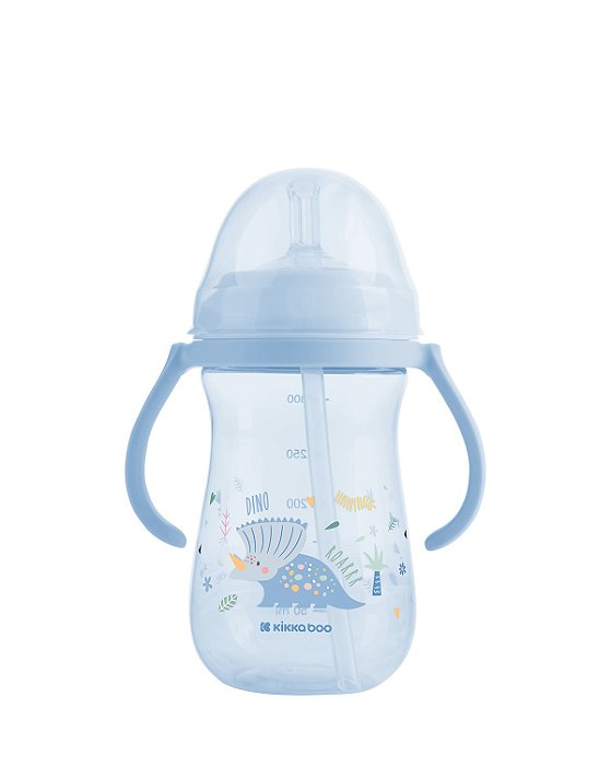 Copo com Canudo de Silicone 300ml Dino World Blue - Kikkaboo