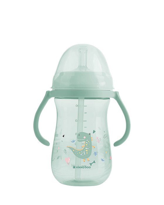 Copo com Canudo de Silicone 300ml Dino World Mint - Kikkaboo
