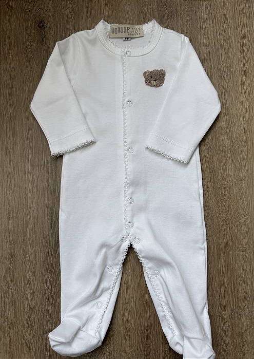 Macacão de Pima com Picueta Branco - Urso
