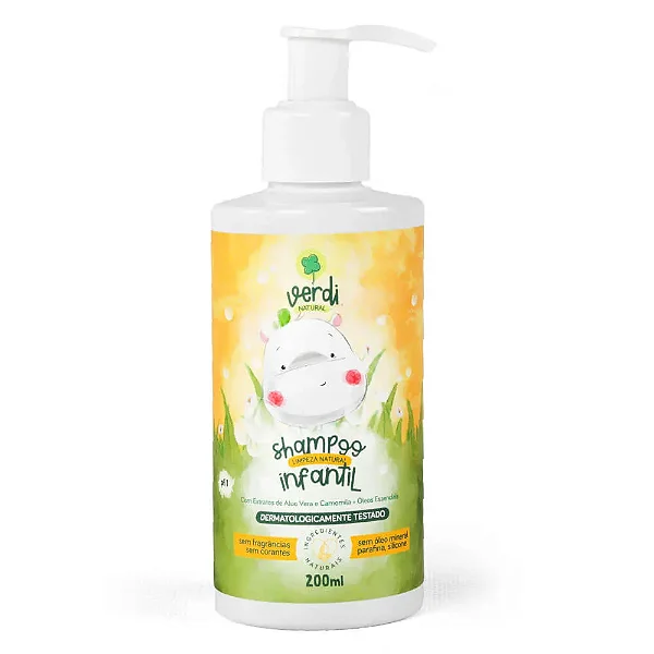 Shampoo Infantil 100% Natural com Extratos de Aloe Vera e Camomila + Óleos Essenciais