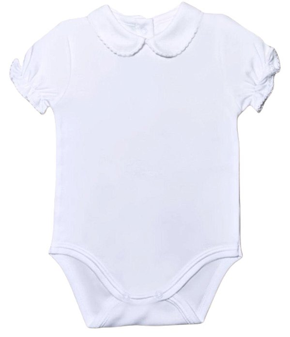 Body Manga Longa Liso Gola Bico Picueta Branco Pima Peruano