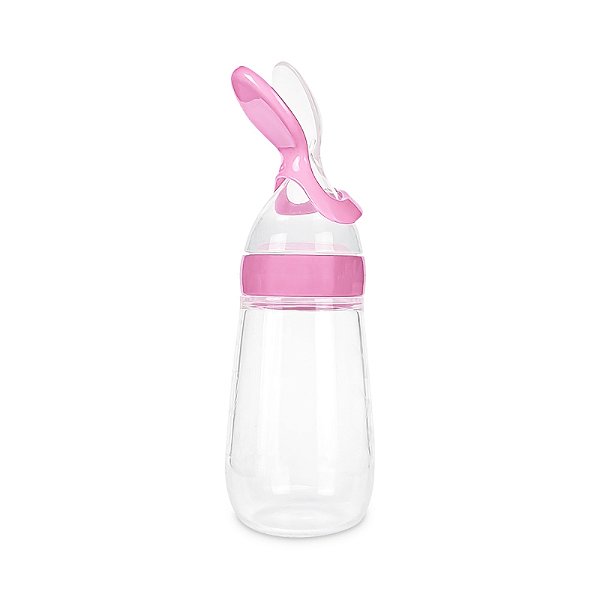 Colher Dosadora em Silicone com Tampa Rosa - Adoleta